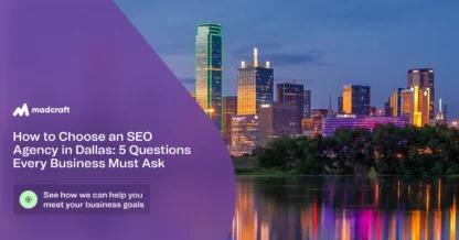 Madcraft article on choosing a Dallas SEO agency featuring a night city skyline